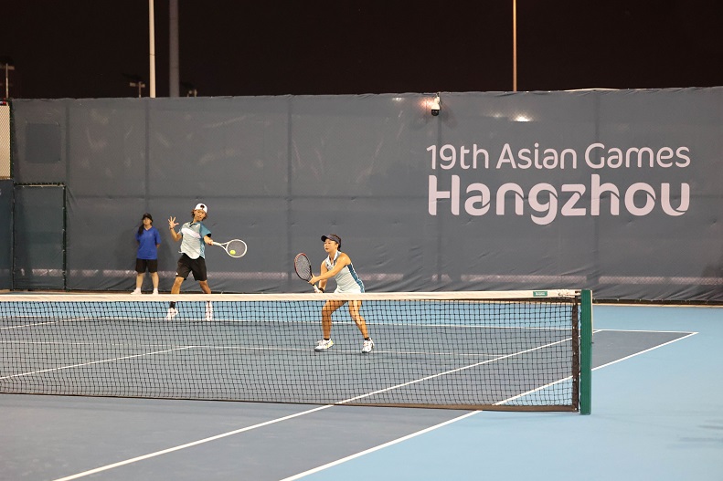 圖五 網球項目混雙組合鄧樂言及劉正文對上香港選手