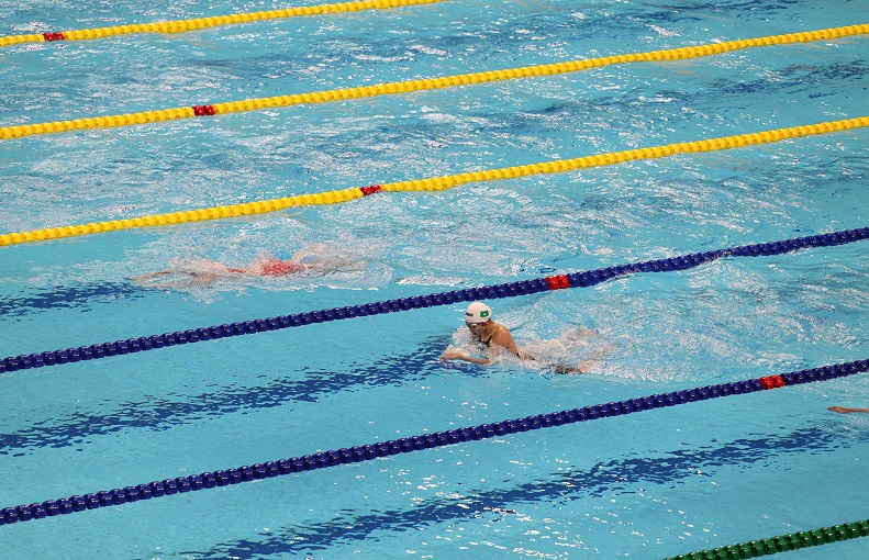 圖六游泳項目陳珮琳進行了女子100米蛙泳賽事